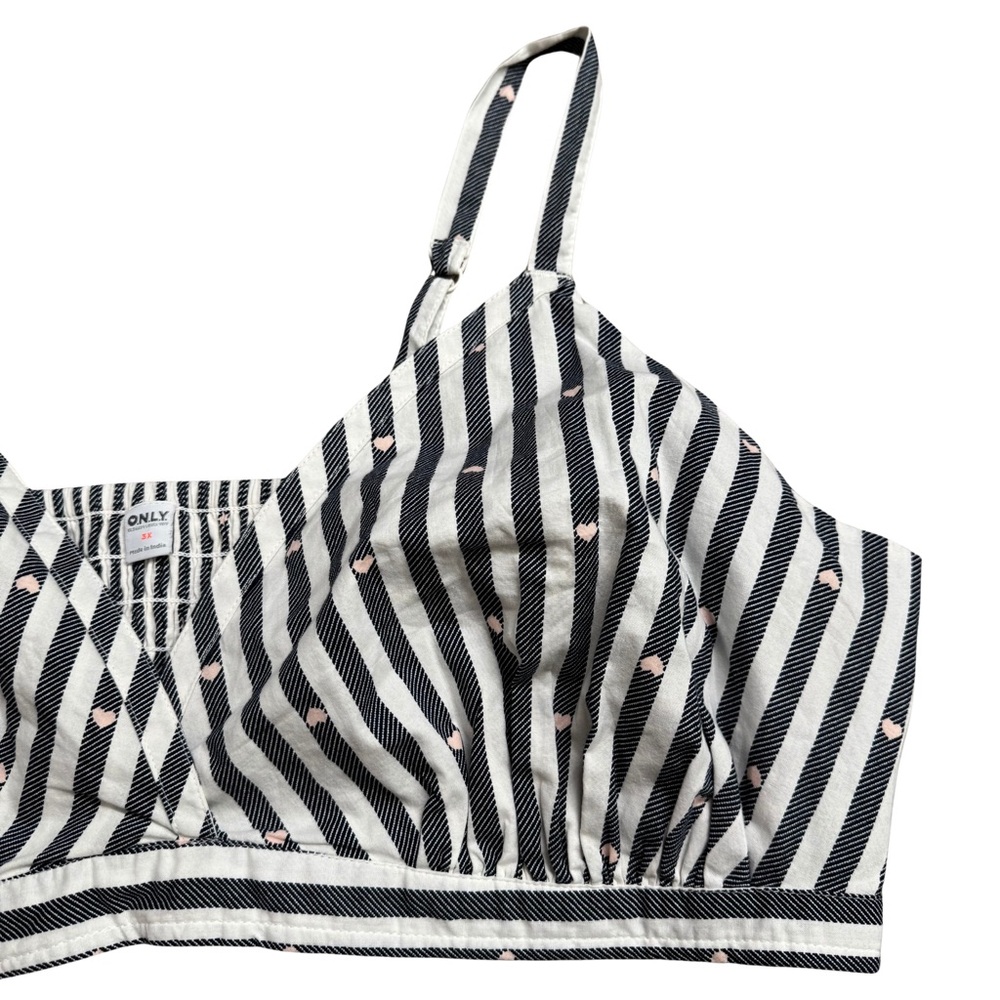 Old Navy Striped Mocked Cross-Front Poplin Bralette Pink Hearts Valentine’s Day - Picture 5 of 10